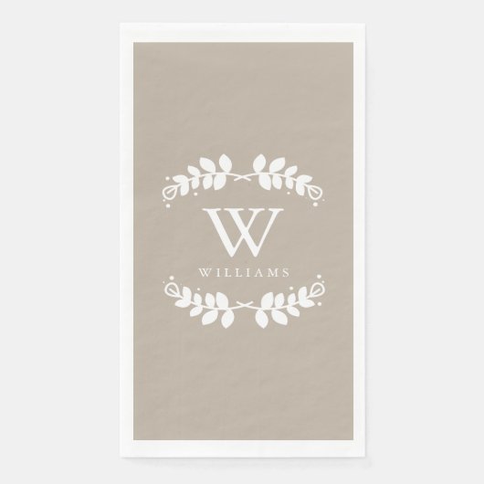 Serviette En Papier Monogramme beige moderne (Devant)