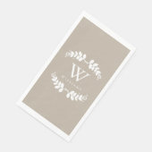 Serviette En Papier Monogramme beige moderne (Coin)