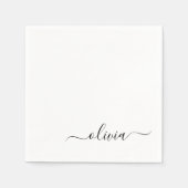 Serviette En Papier Monogramme Black Girl Script Nom Moderne (Devant)