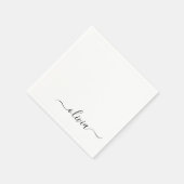 Serviette En Papier Monogramme Black Girl Script Nom Moderne (Coin)