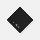 Serviette En Papier Monogramme Black Girl Script Nom Moderne (Coin)