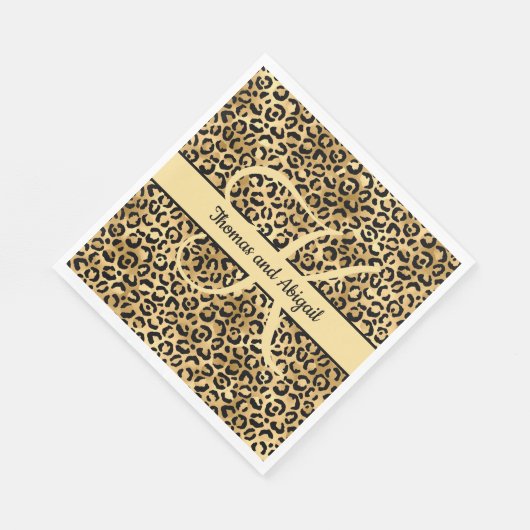 Serviette En Papier Monogramme Black Gold Empreinte de léopard Cheetah (Coin)
