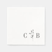 Serviette En Papier Monogramme blanc botanique simple Mariage initial (Devant)