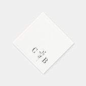 Serviette En Papier Monogramme blanc botanique simple Mariage initial (Coin)