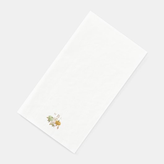 Serviette En Papier Monogramme blanc Citrouille d'action de grâces (Coin)