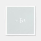 Serviette En Papier Monogramme blanc Dusty Bleu élégant mariage (Devant)