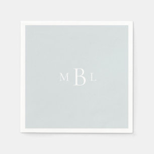 Serviette En Papier Monogramme blanc Dusty Bleu élégant mariage