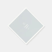 Serviette En Papier Monogramme blanc Dusty Bleu élégant mariage (Coin)