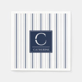 Serviette En Papier Monogramme blanc marine et bleu marine (Devant)