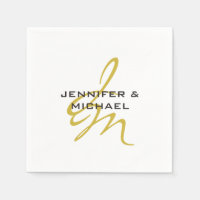 Monogramme blanc or couleur plaine minimaliste mod