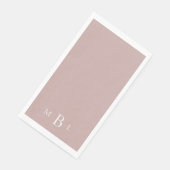 Serviette En Papier Monogramme blanc simple Dusty Mariage Rose (Coin)