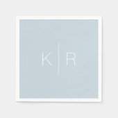 Serviette En Papier Monogramme blanc simple Mariage bleu foncé (Devant)