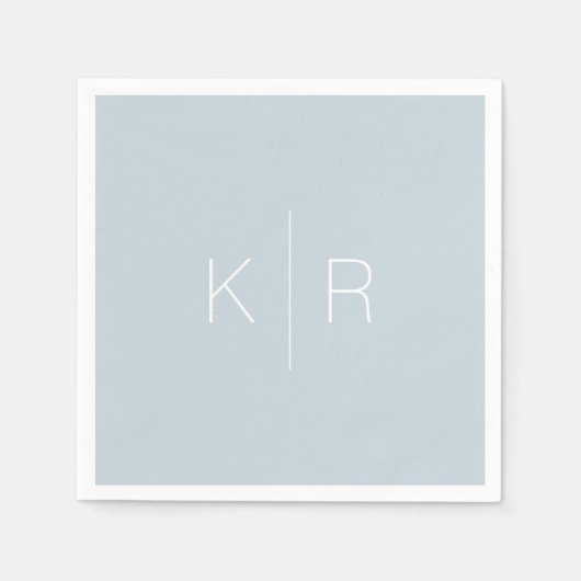 Serviette En Papier Monogramme blanc simple Mariage bleu foncé (Devant)