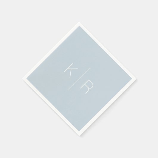 Serviette En Papier Monogramme blanc simple Mariage bleu foncé (Coin)