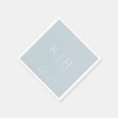 Serviette En Papier Monogramme blanc simple Mariage bleu foncé (Coin)