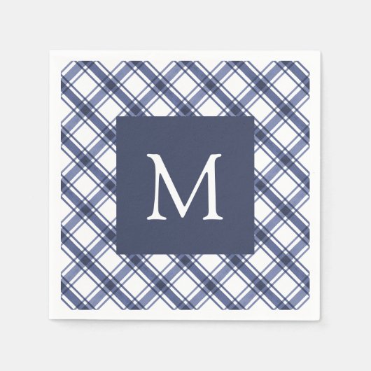 Serviette En Papier Monogramme bleu (Devant)