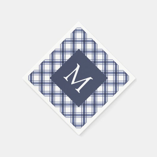Serviette En Papier Monogramme bleu (Coin)