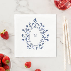 Serviette En Papier Monogramme Bleu