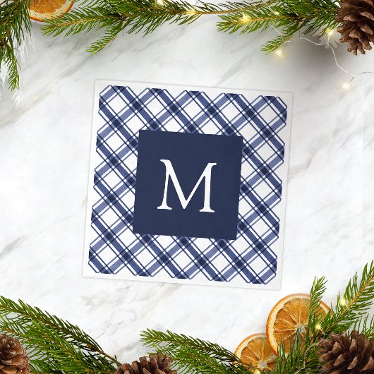 Serviette En Papier Monogramme bleu