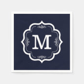 Serviette En Papier Monogramme bleu (Devant)