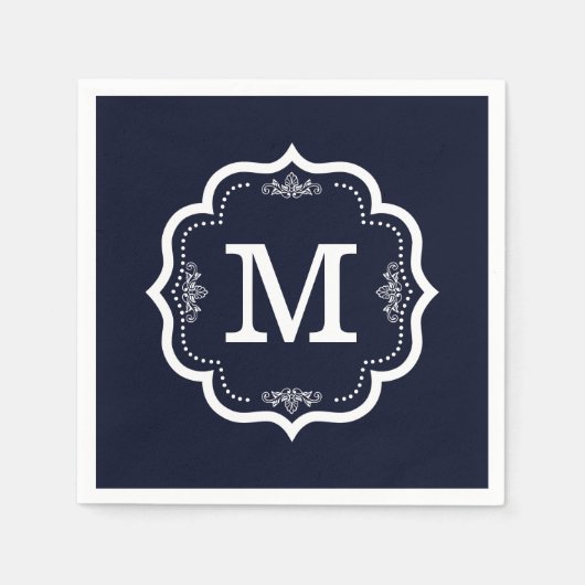 Serviette En Papier Monogramme bleu (Devant)
