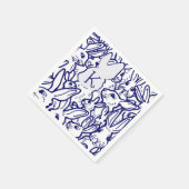 Serviette En Papier Monogramme Bleu Blanc Lapin Lapin Mignonne Unique (Coin)