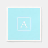 Serviette En Papier Monogramme bleu ciel simple (Devant)