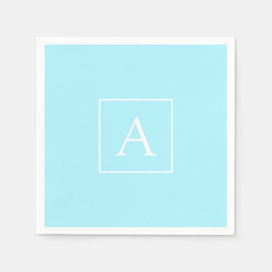 Serviette En Papier Monogramme bleu ciel simple (Devant)