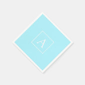 Serviette En Papier Monogramme bleu ciel simple (Coin)