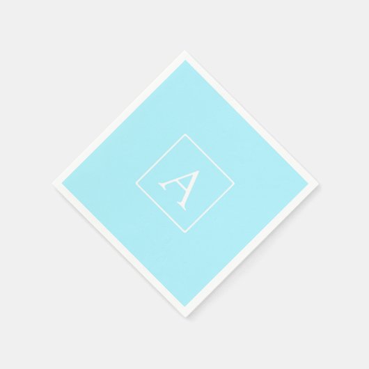 Serviette En Papier Monogramme bleu ciel simple (Coin)