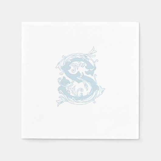 Serviette En Papier Monogramme bleu clair "S" Cocktail Serviettes (Devant)