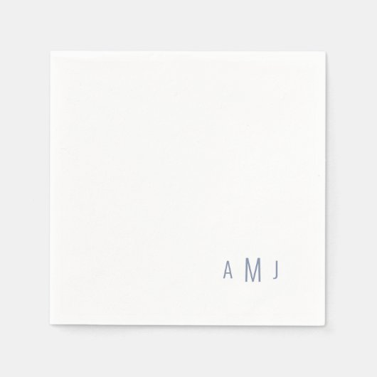 Serviette En Papier Monogramme bleu foncé moderne (Devant)
