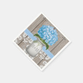 Serviette En Papier Monogramme bleu Hydrangea Mason Jar (Coin)