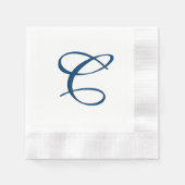 Serviette En Papier Monogramme bleu initial (Devant)
