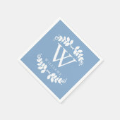 Serviette En Papier Monogramme bleu périphérique élégant (Coin)