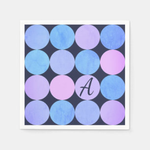 Serviette En Papier Monogramme bleu pourpre et rose des cercles