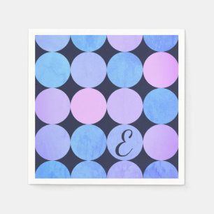 Serviette En Papier Monogramme bleu pourpre et rose des cercles
