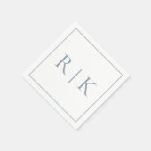 Serviette En Papier Monogramme bleu poussiéreux Initiales Mariage clas (Coin)