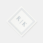 Serviette En Papier Monogramme bleu poussiéreux Initiales Mariage mini (Coin)