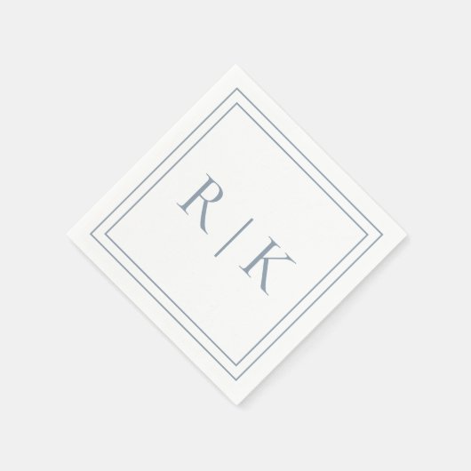Serviette En Papier Monogramme bleu poussiéreux Initiales Mariage mini (Coin)
