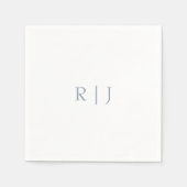 Serviette En Papier Monogramme bleu poussiéreux Initiales Mariage mini (Devant)