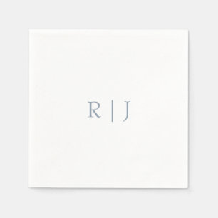 Serviette En Papier Monogramme bleu poussiéreux Initiales Mariage mini