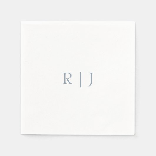 Serviette En Papier Monogramme bleu poussiéreux Initiales Mariage mini (Devant)