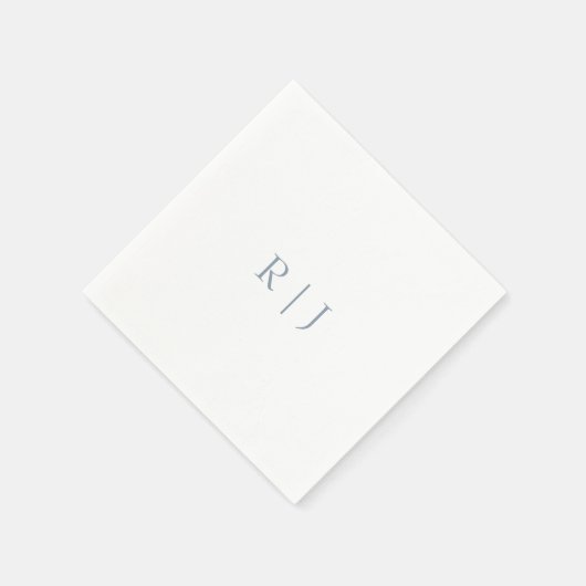 Serviette En Papier Monogramme bleu poussiéreux Initiales Mariage mini (Coin)