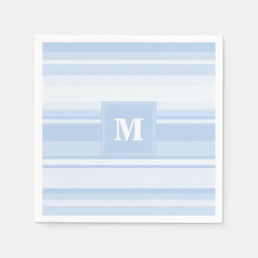 Serviette En Papier Monogramme Bleu rayures (Devant)