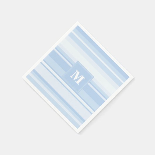 Serviette En Papier Monogramme Bleu rayures (Coin)