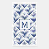 Serviette En Papier Monogramme Bleu sur Fleurs de Ventilateurs Blancs  (Devant)