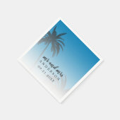 Serviette En Papier Monogramme Blue Tropical Palm Tree Beach Mariage (Coin)