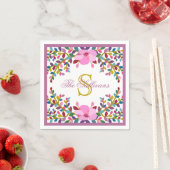 Serviette En Papier Monogramme Boho Foliage Cocktail Papier de table (En situation)