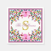 Serviette En Papier Monogramme Boho Foliage Cocktail Papier de table (Devant)